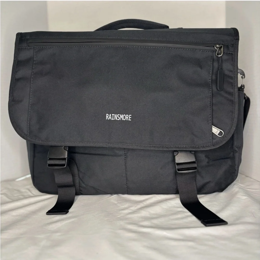 New Black Laptop Commuter Bag Multi Pockets Adjustable Straps Unisex